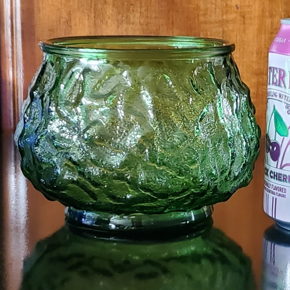 Vntg E.O. Brody Green Textured Glass Squat Vase made in Cleveland Ohio - Picture 13 of 14